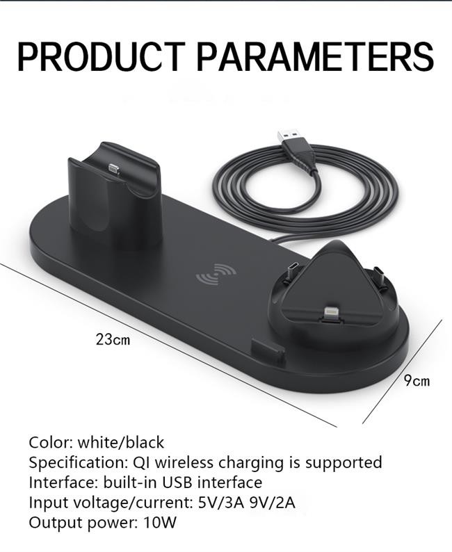 Rotating 6 In 1 Wireless Charging Station 5V 2A Multi Device Charger For Apple IPhone