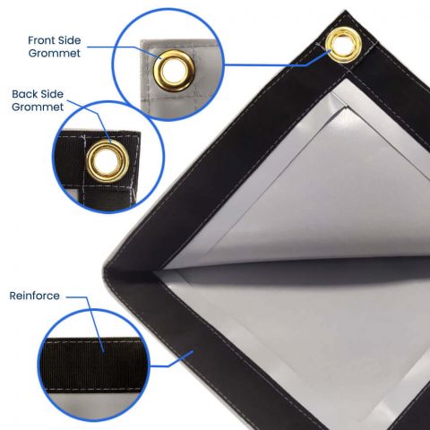 Custom Made PVC Vinyl Tarpaulin High Frequency Welding 580gsm With Eyelet And Ties