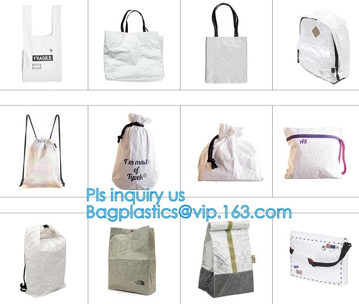 Cheap Lightweight Cheap Brown Custom Made Print Logo Water-proof Tyvek Paper Tote Shopping Bageco reusable promotion gif