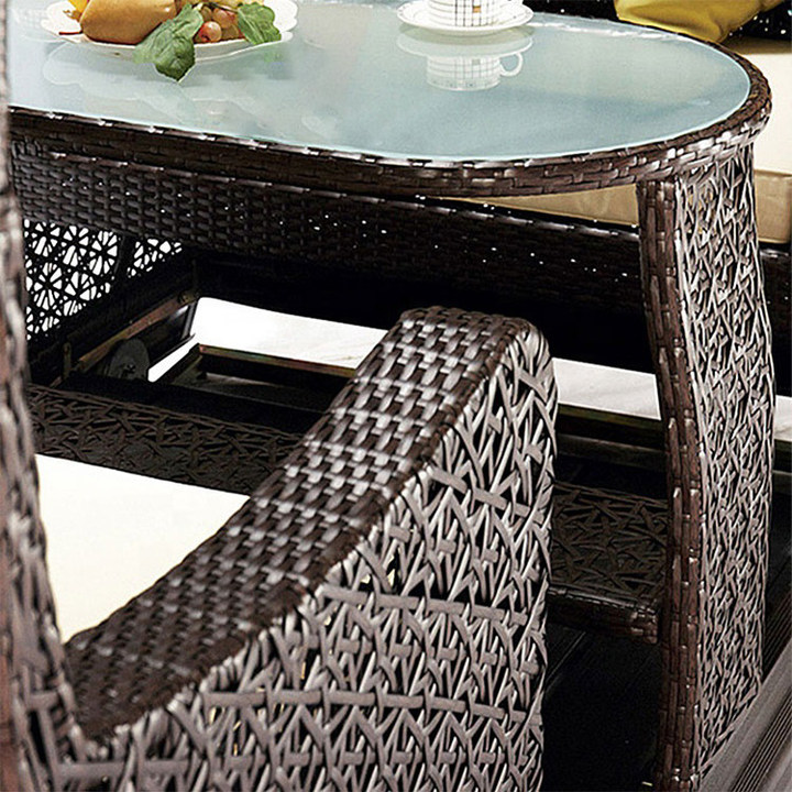 Black Wicker Outdoor Chair Metal Rattan Rocking Chair Outdoor