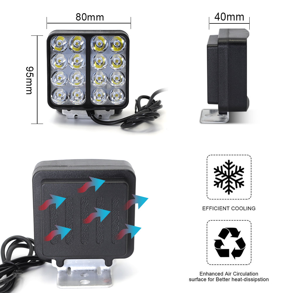 80V 32W 3 Inch Plastic Square Universal LED Headlight Motowolf Spotlight
