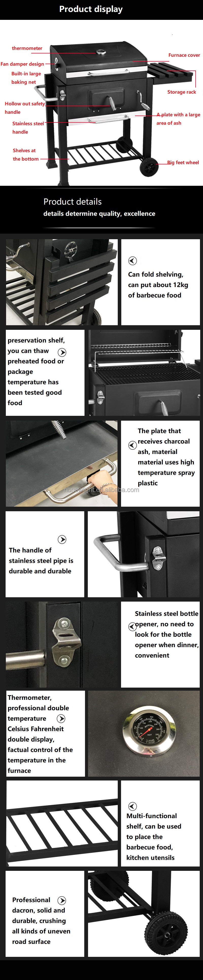 Multifunctional Outdoor Camping Barbecue Stove with Chrome Plated Finish 100x100x46cm