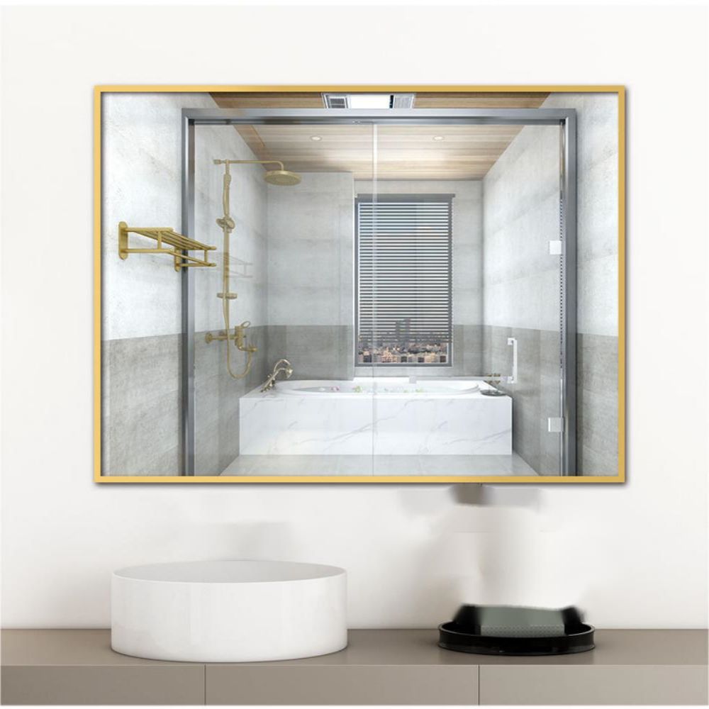 Home Wineshop Must-Have Art Deco Design Style Genuine Gold Vanity Framed Wall Mirror