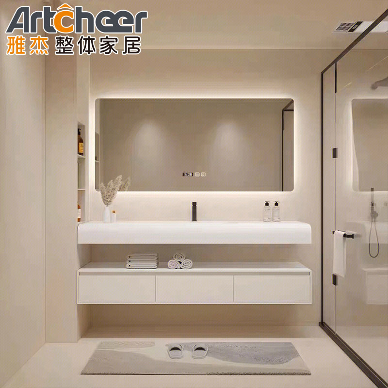 Stylish Solid Wood Bathroom Vanity with Drawer Storage and Durable Carrara Marble Top