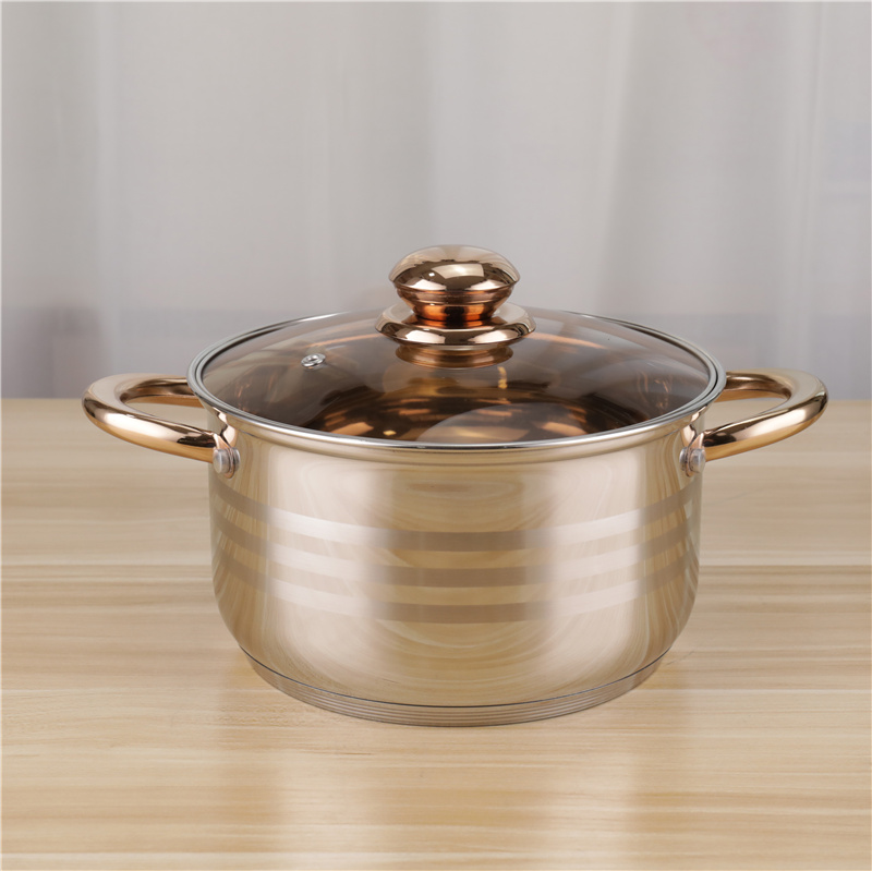 Golden Coating Individual Casserole Cooking Soup Pot 24cm