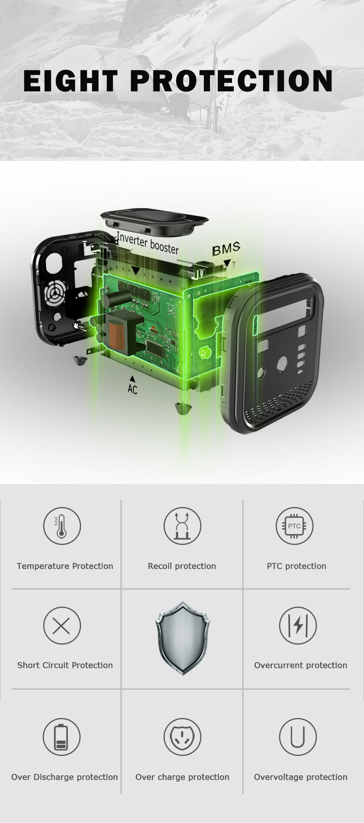 110V 220V Portable Outdoor Power Unit Lifepo4 Battery Portable Rechargeable