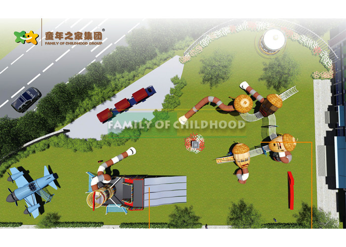 Airplane Style Outdoor Amusement Park Equipment Exciting With Kids Big Slide