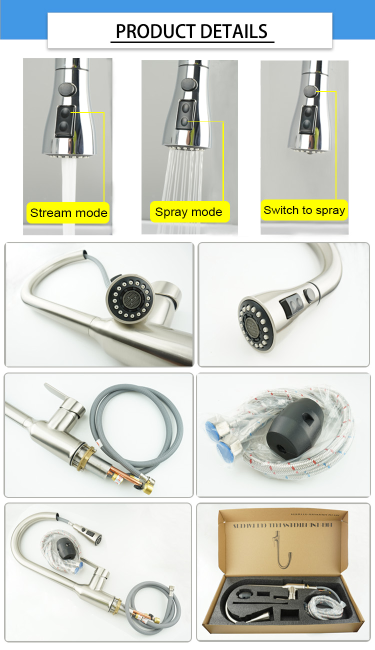 Deck Mounted 12L/Min Single Handle Pull Down Kitchen Faucet
