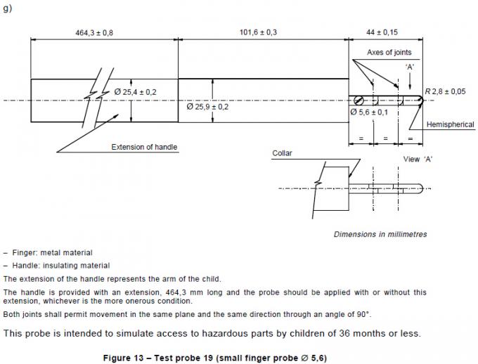 Children Test Finger Probe 18 and 19 , IEC61032 Jointed Children Test Finger 1