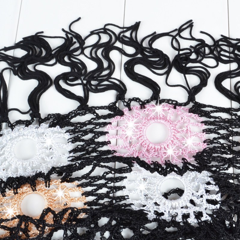 Black Fringed Shawl Wrap Crochet Beaded Scarves with tassel, Handmade, Crocheted Multiwear