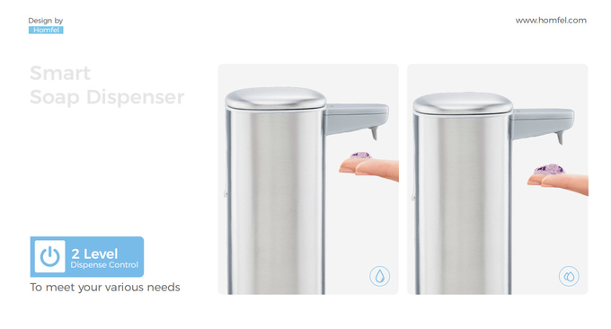 Stainless Steel Touch-Free Sensor Liquid Foam Soap Pump Dispenser Automatic Rechargeable Soap Dispenser For Bathroom