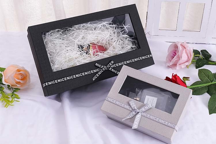 Gift Boxes custom packaging supplies square Velvet Flower Gift Boxes Transparent Window Valentine's Day Cardboard Box