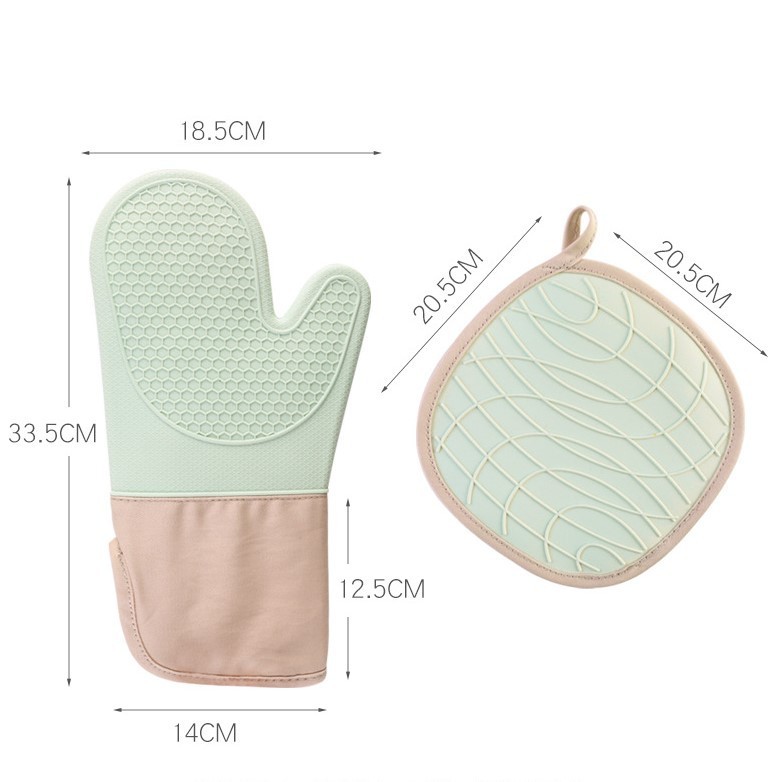 Silicone Oven Mitts And Pot Holders Set Heat Resistant To 450℉ Extra Long 15 Inch Professional Silicone Baking Gloves