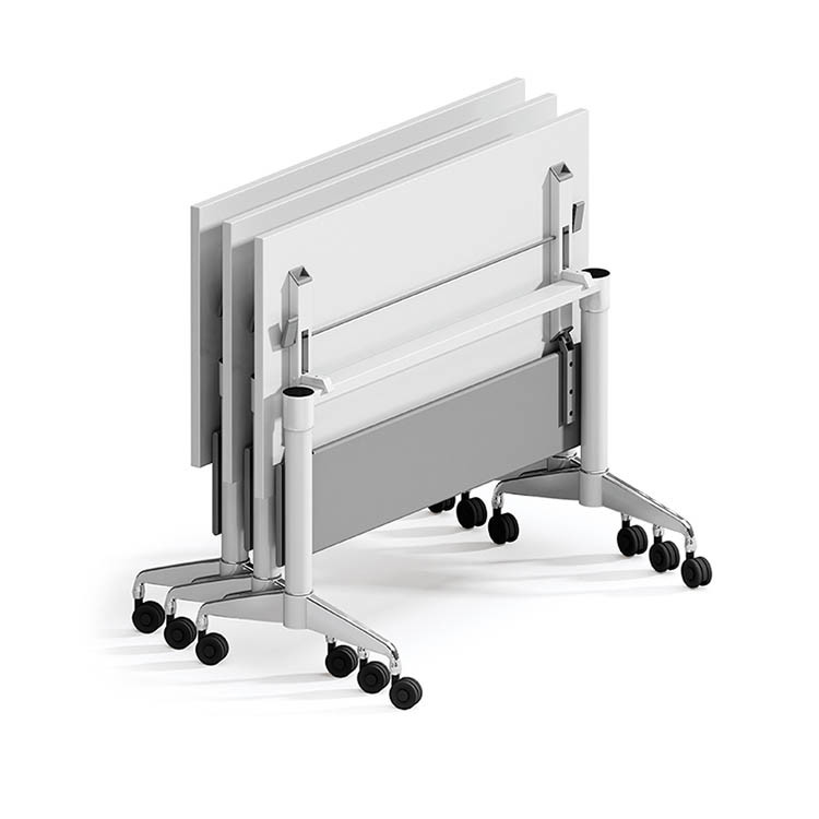 White Rectangular Wooden Foldable Training Table Thickness 25mm For Meeting Room