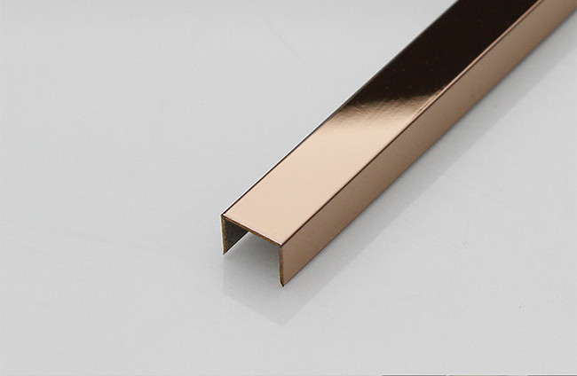 Mirror Stainless Steel U Channel Trim 0.18-0.4mm Stainless Steel Tile Edging Strip 3m