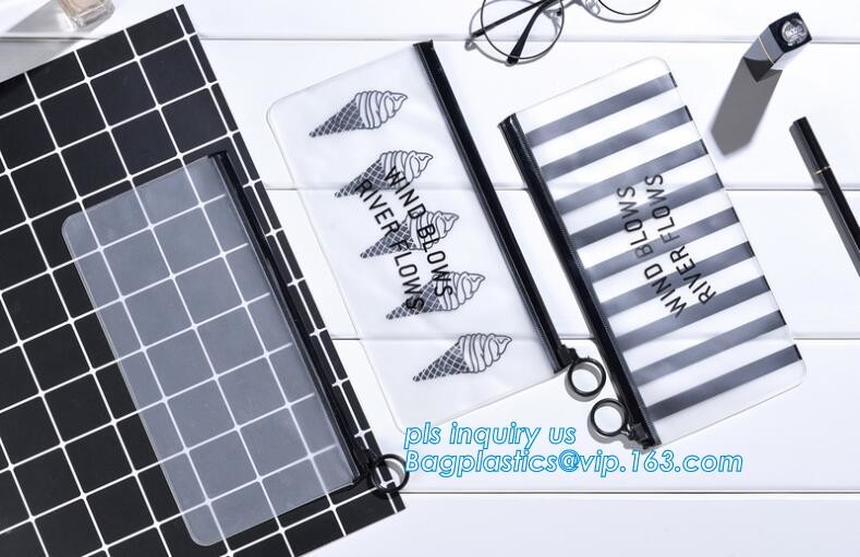 Clear Cosmetic Bags Vinyl Cosmetic Clothes Packaging Suited Frosted PVC / EVA