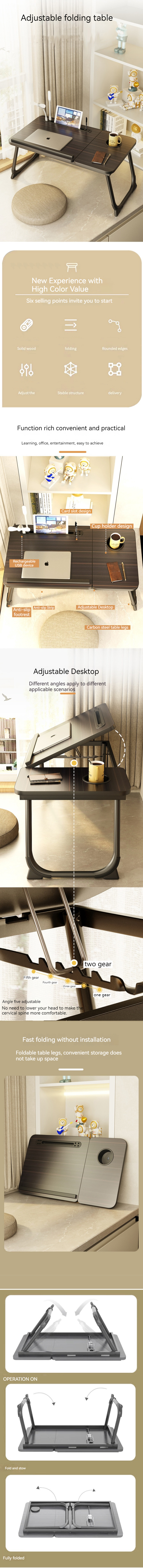 Mail Packing Foldable USB Bed Laptop Desk for Dormitory and Lazy Children's Learning