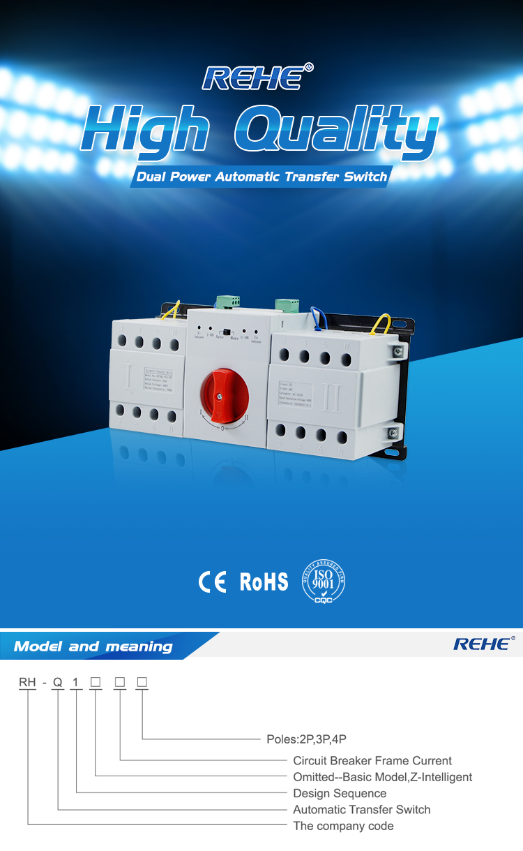 Transfer Switch Generator 63A 4P Automatic Transfer Switch ATS Manual Changeover Switch Controller