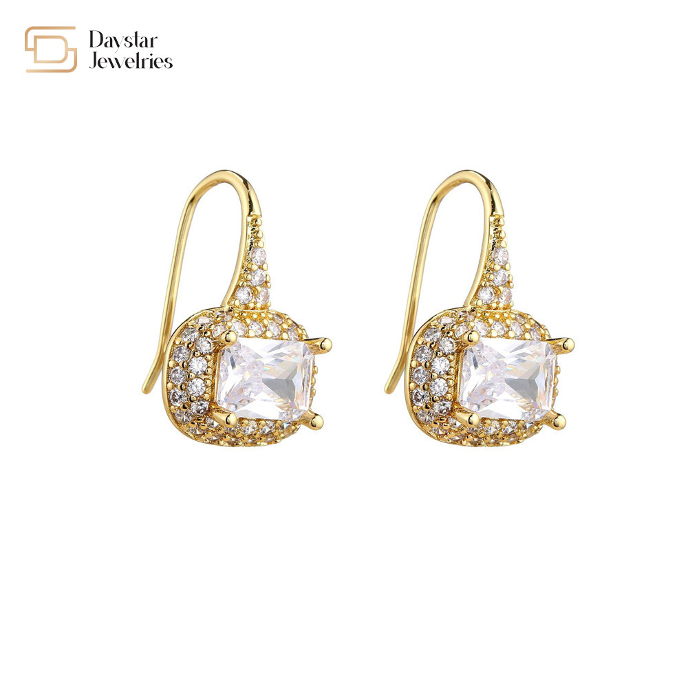 Gold Plated Rhinestone Hoop Earrings , Twist Diamond Ball Charm Pendant Earrings