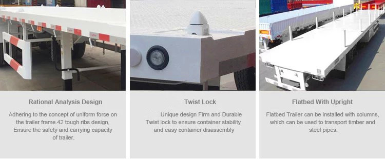 Steel Three Axle 12R22.5 Shipping Container Trailer