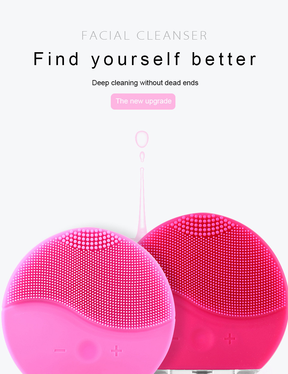Handy Natural Silicone Electric Facial Cleanser Face Cleaning Toning Device Face Cleanser And Massager Pore Cleansing
