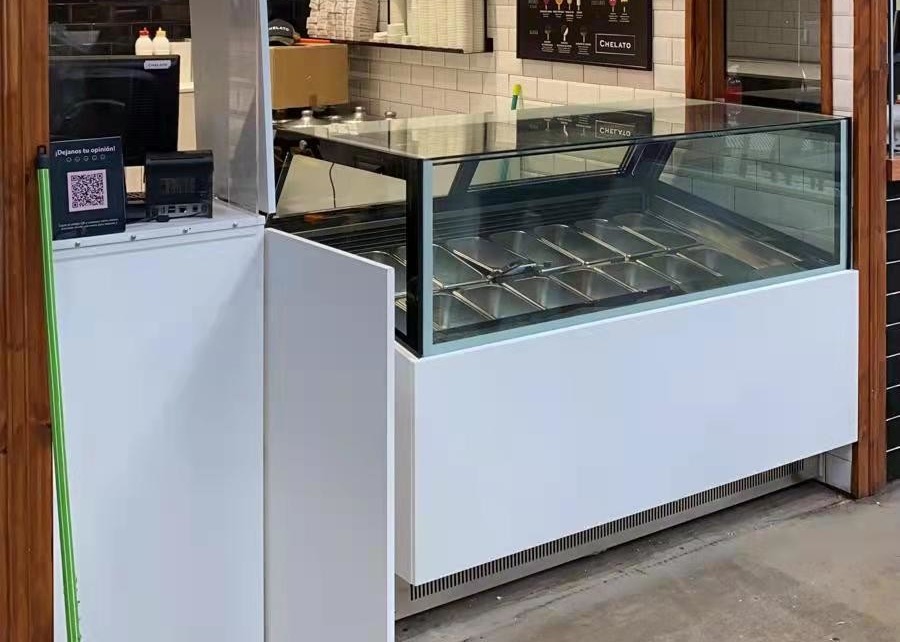 Ultra Low Temperature Ice Cream Display Freezer With Customized Light Box Or Marble Base