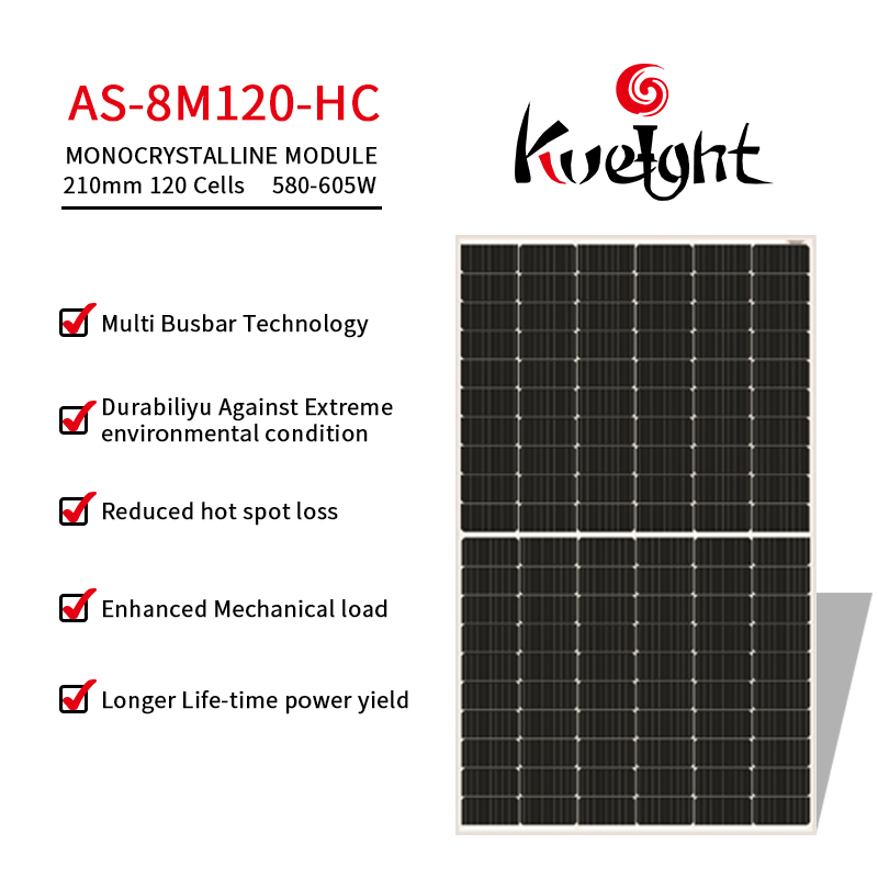 Crystalline Solar Panel Shingled Halfcell Portable Mono As-8m120-Hc-605w