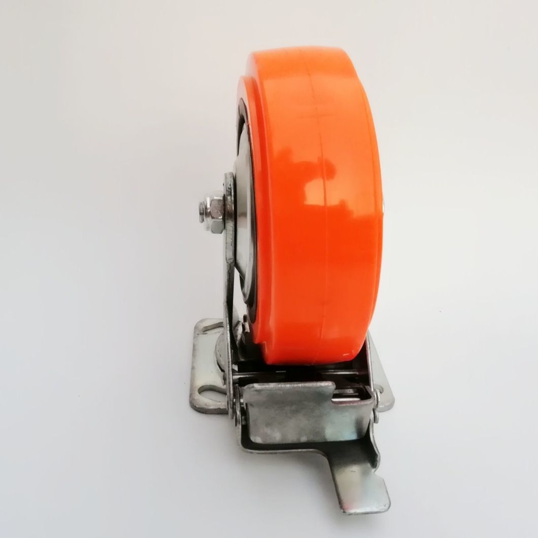 Heavy Duty Orange PU PVC Double Ball Bearing Swivel Caster with Brak