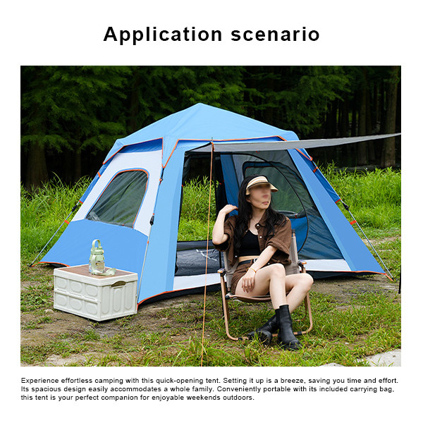Large Square 8 Person Camping Tent 190T Polyester Automatic Family Tent 4.5kg