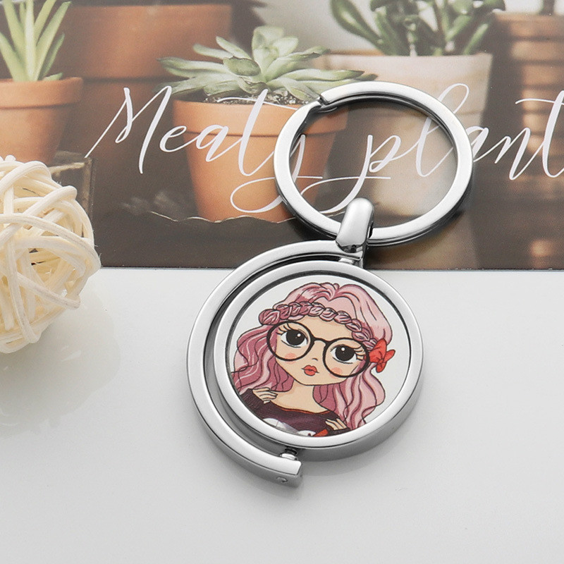 Round Rotary Doule-Sided Sublimation Keychain DIY Photo Printing Key Chain By Sublimation