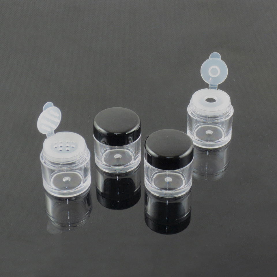 5ml 5 Grams 10 ml 10grams Clear Loose Powder Jar and Pot with Sifter Black White Cap Samples Process 2-3 days Free Sample
