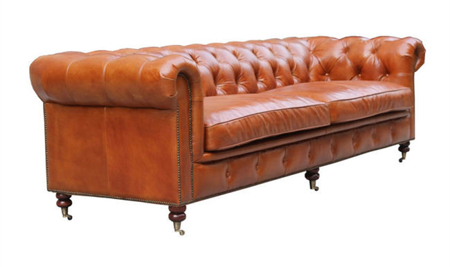 1 2 3 4 Seater Tan Leather Chesterfield Style Sofa Home Furniture