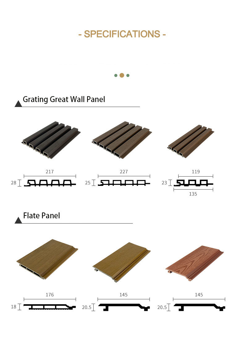 Waterproof 145x20.5mm Wood Plastic Composite Cladding Panel Brown WPC Outdoor Wall Panel For Garden