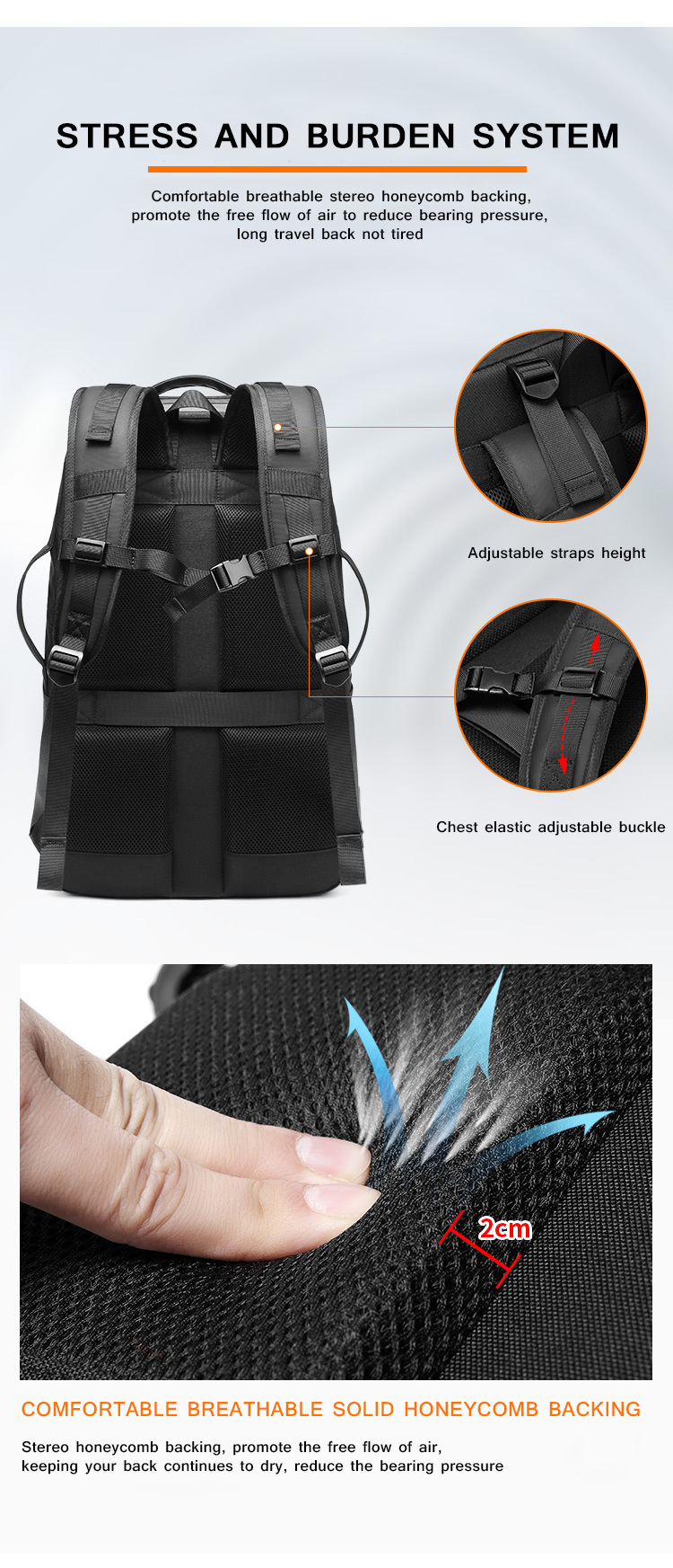 900D Single Layer Film 30L Waterproof Business TSA Lock Backpack 1kg