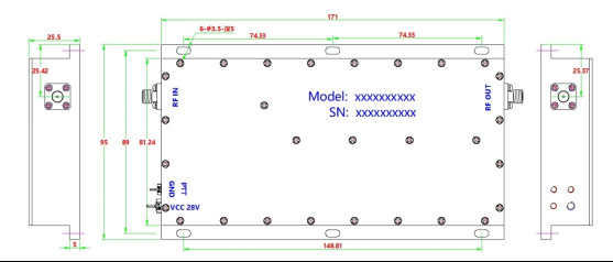 50W RF Power Amplifier Module NXPA9.5 10.5GHz Customized