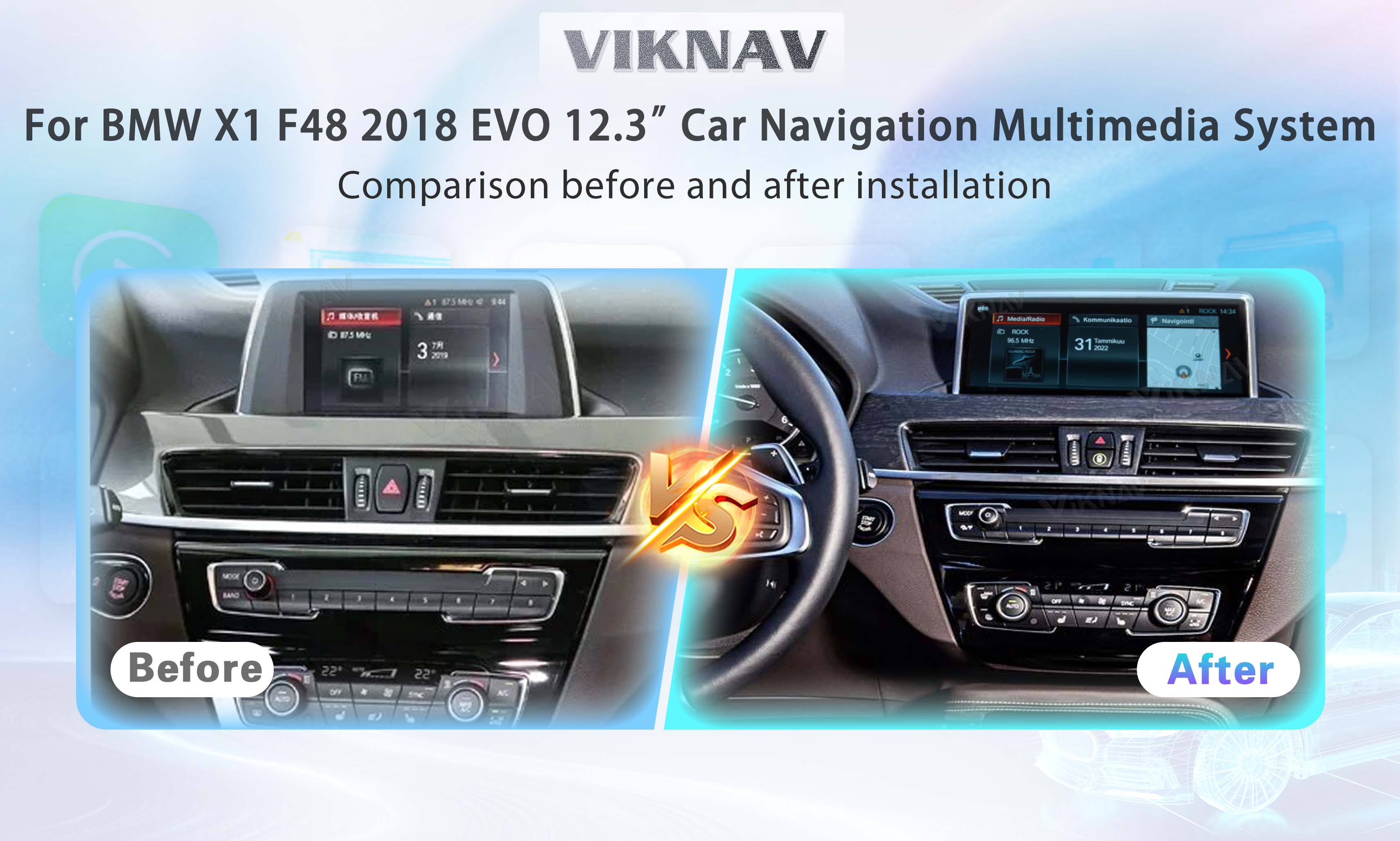 Wireless 12.3 Inch auto android head unit Radio For BMW X1 F48 2018 EVO System Multimedia Player