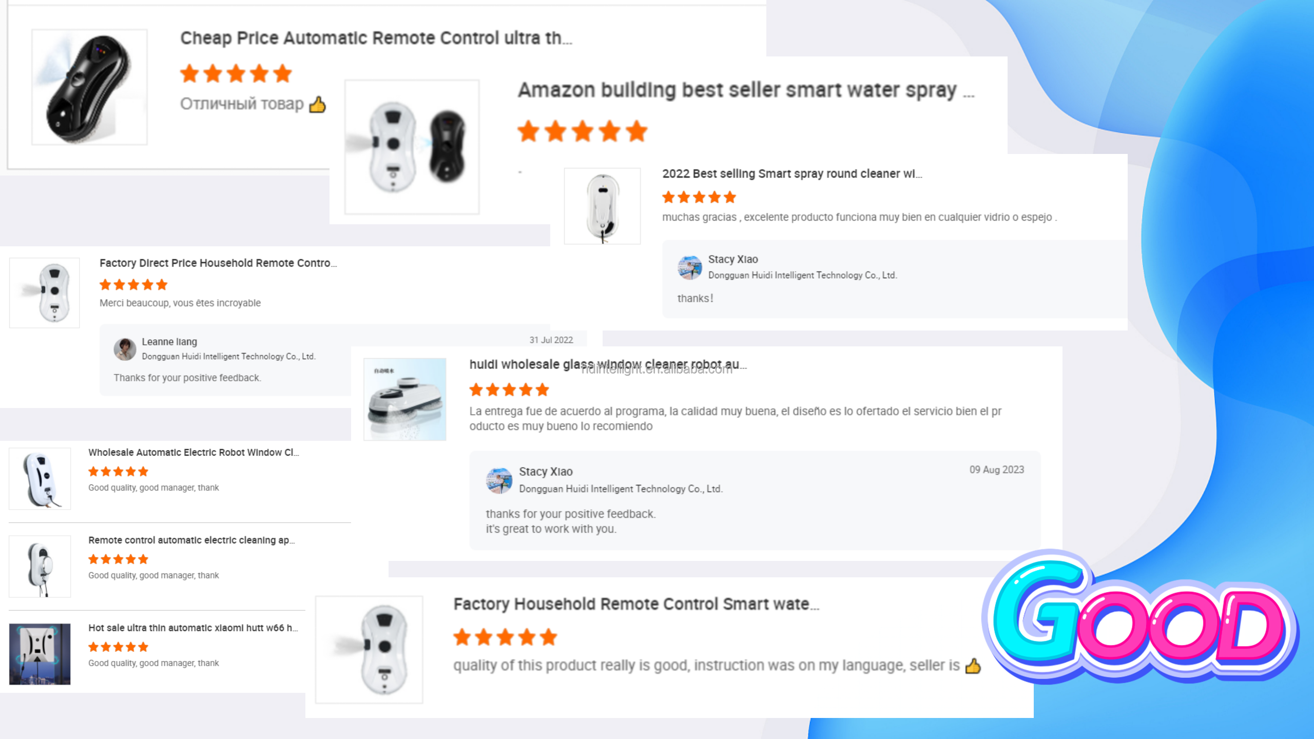 Blue 3Mins/M2 Smart Window Cleaning Robot 65dB Automatic Window Washing System