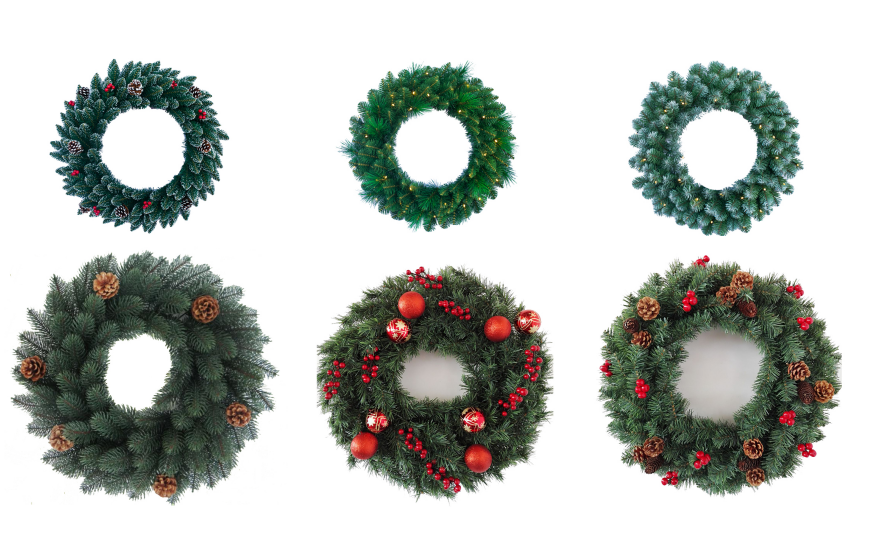 20inch Full PE Christmas Wreath With Artificial Berry Pinecones