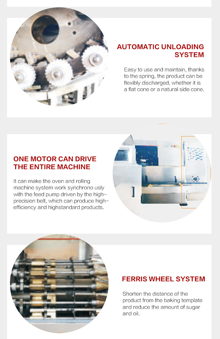 Fully Auto Multifunction Ice Cream Cone Production Line 35 Cast Iron Baking Templates
