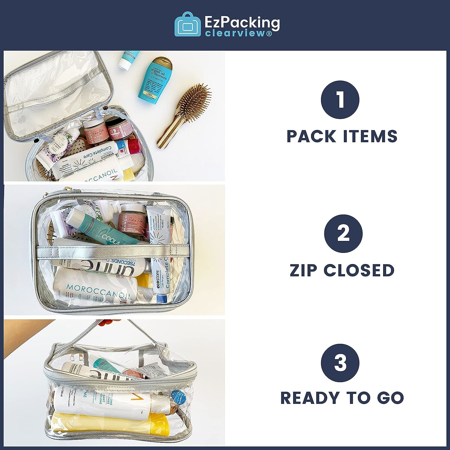 Multi Functional Transparent PVC Toiletry Bag Durable Soft Lightweight