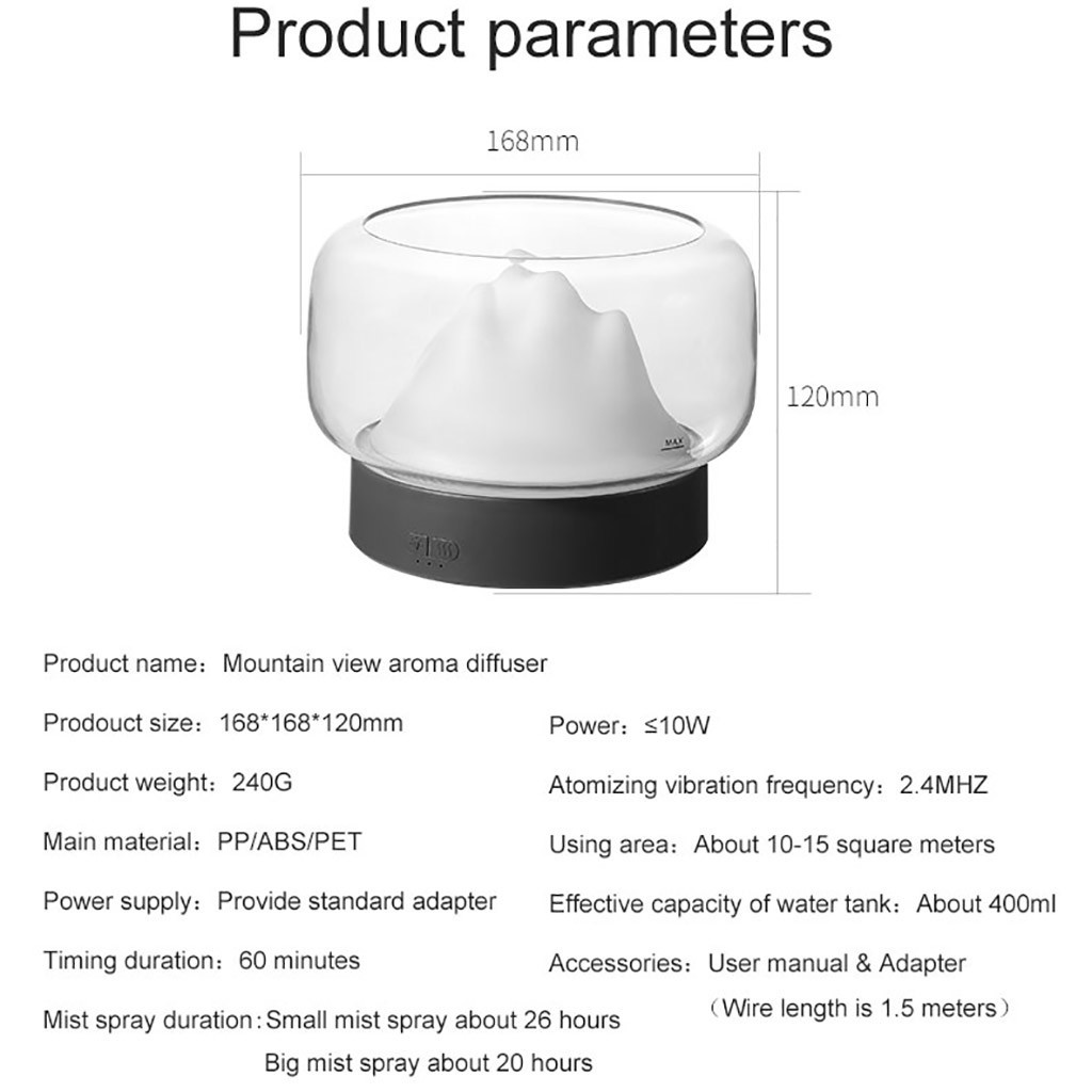 400ml BPA Free Mountain View Aroma Diffuser Humidifier