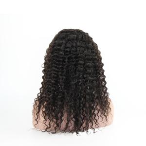 Buy cheap Real Human Hair Wig Deep Wave Front Lace Headgear 8A 18 inch DC Semi-mechanical headgear can be customized product