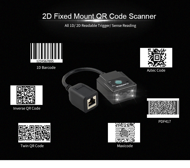 LV3000U Fixed Mount Barcode Scanner QR OCR MRZ Reader Using in Conveyor Logistics Cabinet