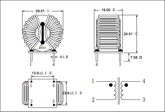 High Frequency SMD Common Mode Choke Coil With 100 - 1000uH Inductance Range