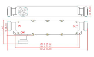 340/380-2700MHz DIN Female Directional Coupler For Industrial