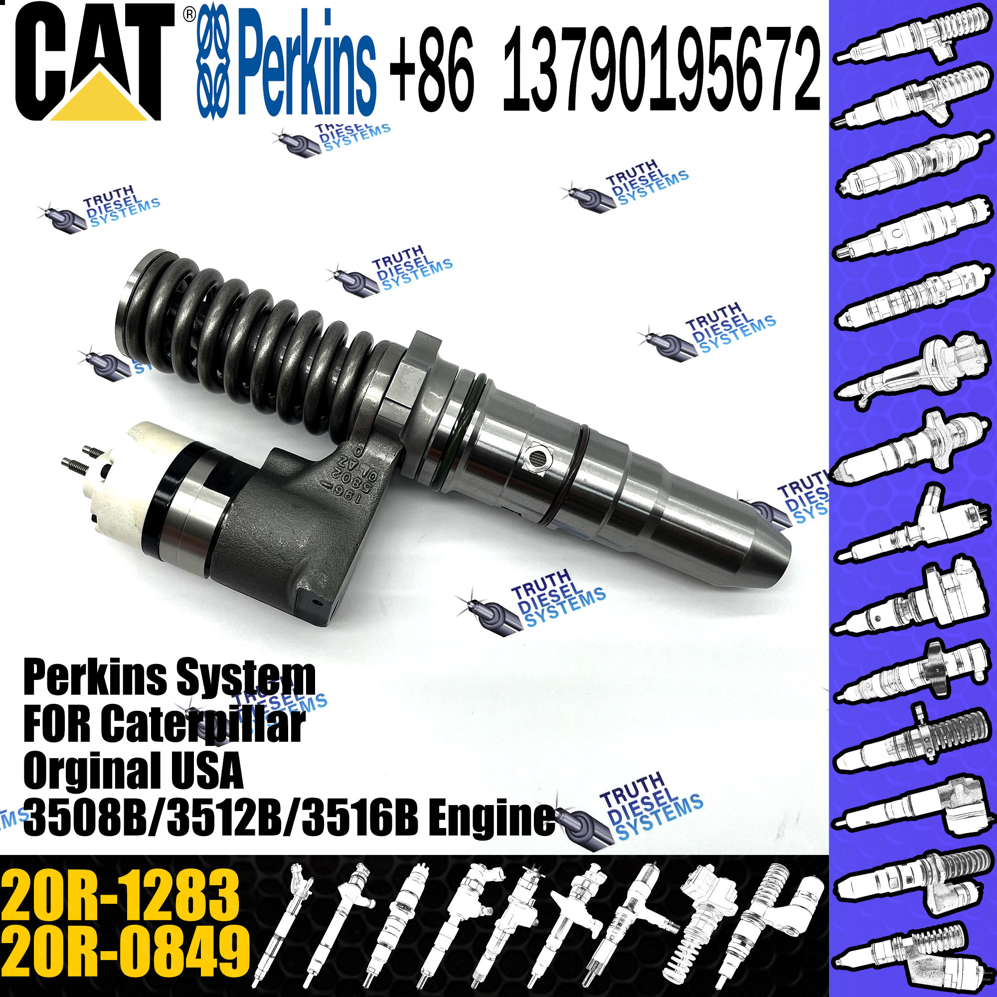 Huida 3508B/3508C/3516B/ 3516C Engine Fuel Injector 386-1776 Common Rail Injector 20R-1283