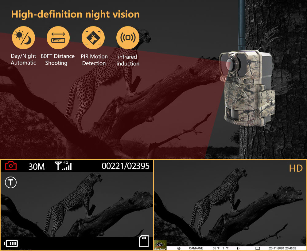 Infrared Digital 4G Trail Camera For Animal Monitoring IP67 Waterproof