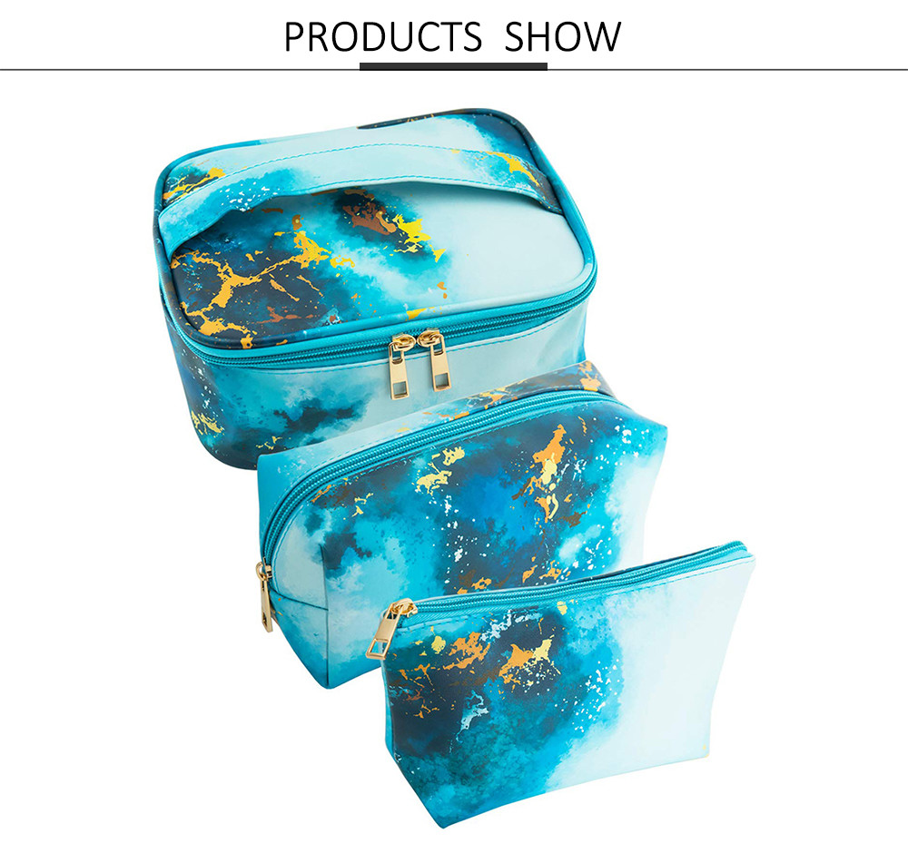 Portable 3pcs PU Leather Travel Cosmetic Bag For Women