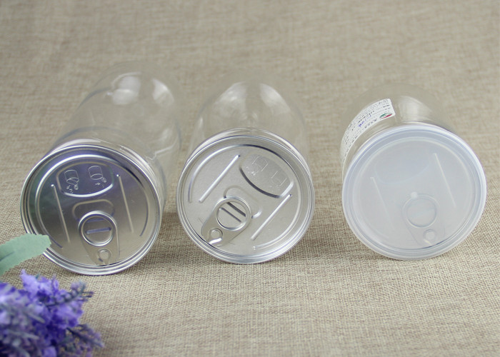 Transparent Clear Plastic PET Easy Open Cans Food Grade Canned Cylinder