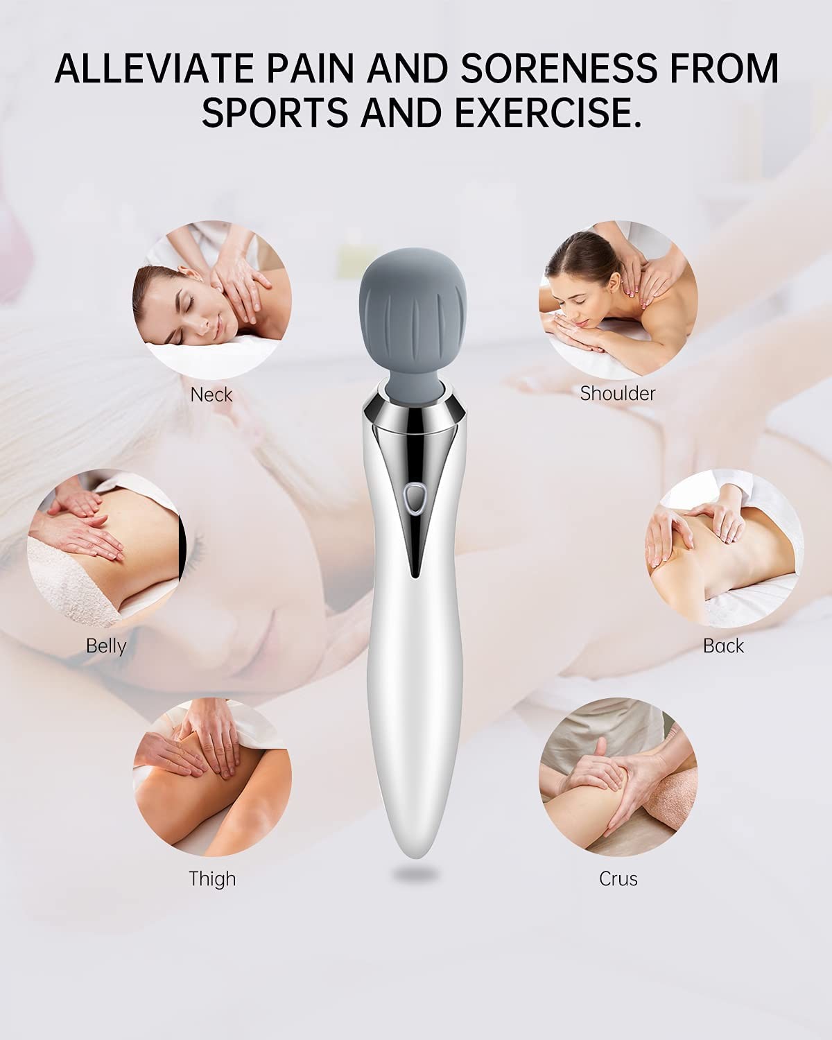 Cordless Rechargeable Bodywand Massager Handheld Soreness Relief 2200mAh